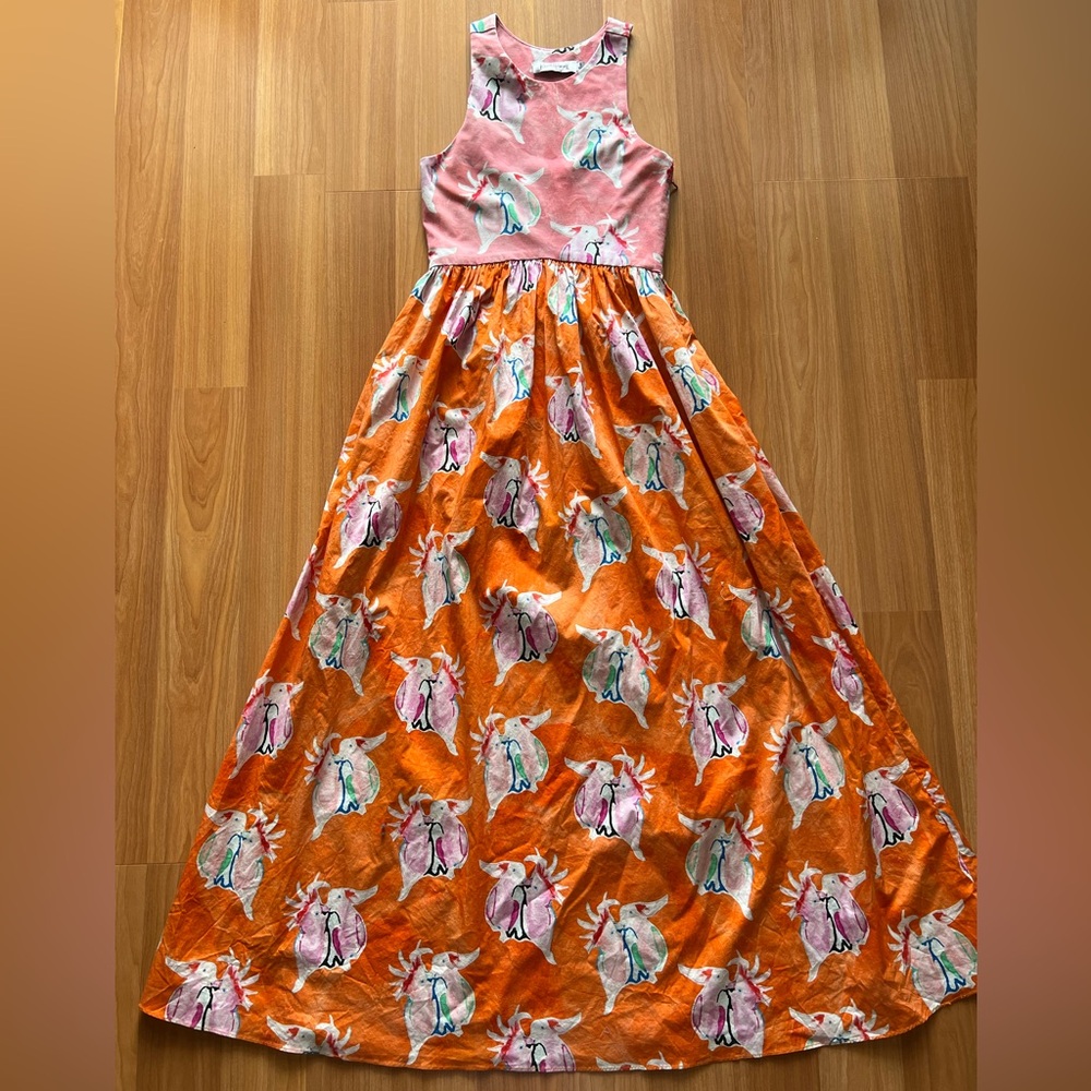 Rachel Antonoff Pink and Orange Maxi Dress with Playful Print - Picture 4 of 16